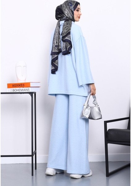 Bebe Mavi Atkılı Tunik Pantolonlu Fitilli Takım modelleri