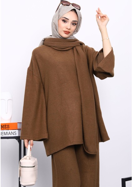 Kahverengi Atkılı Tunik Pantolonlu Fitilli Takım fiyatları