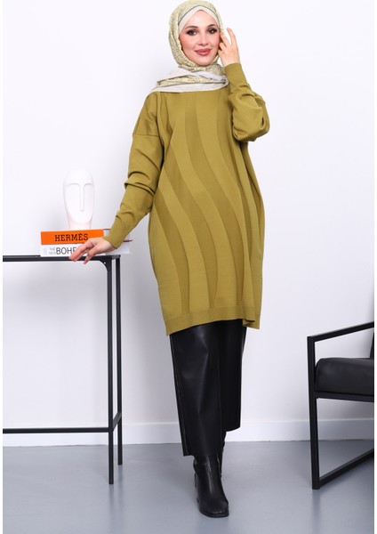 Yağ Yeşili Soğuk İplik Merserize Triko Tunik fiyatları