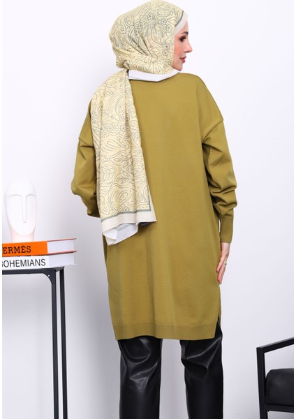 Yağ Yeşili Soğuk İplik Merserize Triko Tunik fırsatları