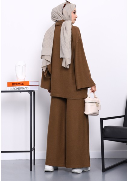 Kahverengi Atkılı Tunik Pantolonlu Fitilli Takım fırsatları