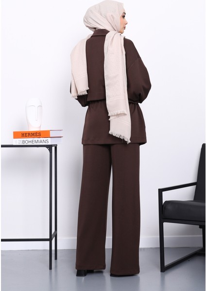 Kahverengi Fermuarlı Tunik Pantolonlu Modal Takım fırsatları