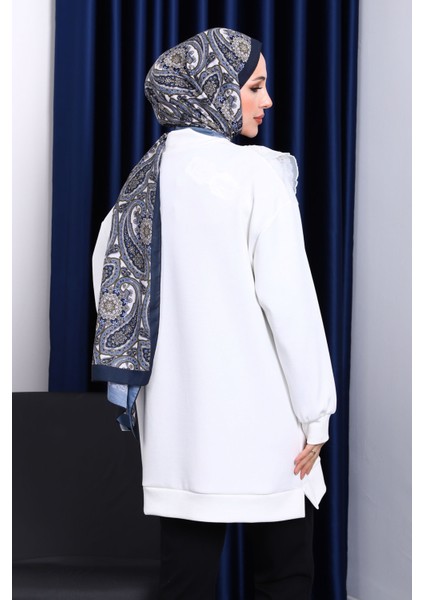 Ekru Dik Yaka Tül İşlemeli Tunik modelleri