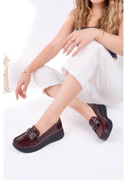 Kadın Bordo Anatomik Taban Rahat Ayakkabı