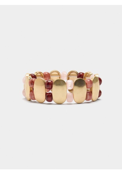 Taş Efektli Boncuklu Elastik Bileklik