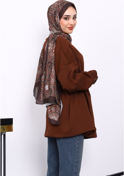Kahverengi Düğme Detaylı Oversize Sweatshirt fırsatları