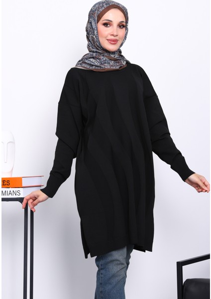 Siyah Soğuk İplik Merserize Triko Tunik