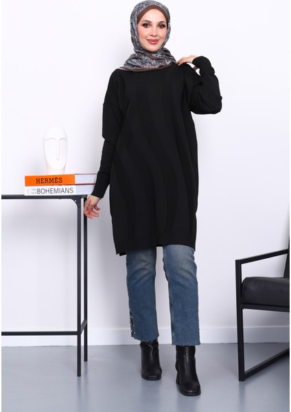 Siyah Soğuk İplik Merserize Triko Tunik fiyatları