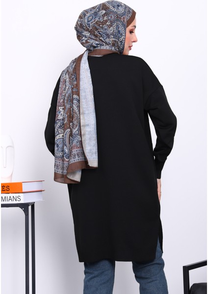 Siyah Soğuk İplik Merserize Triko Tunik fırsatları