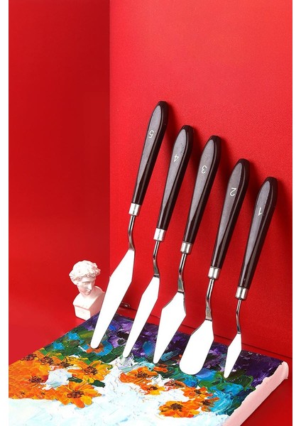 5 Parça Resim Spatula Seti Boya Palet Bıçağı Painting Knife CIN549 fırsatları