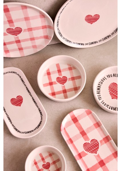 Hearts 14 Parça 6 Kişilik Kalpli Seramik Stackable Kahvaltı Seti Sunum Tabağı modelleri