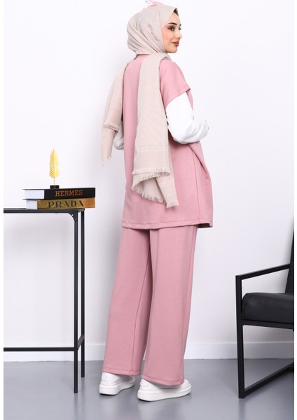 Pudra Yelekli Tunik Pantolon Üçlü Takım fırsatları
