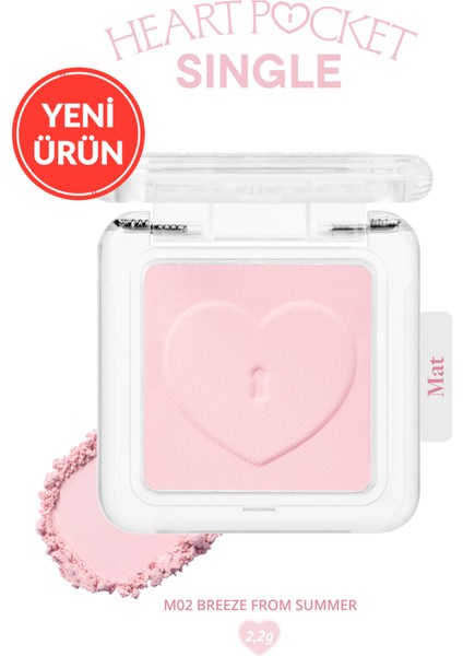 Kişiselleştirilebilir Mat Tekli Far PERIPERA Heart Pocket Single (M02 Breeze From Summer)