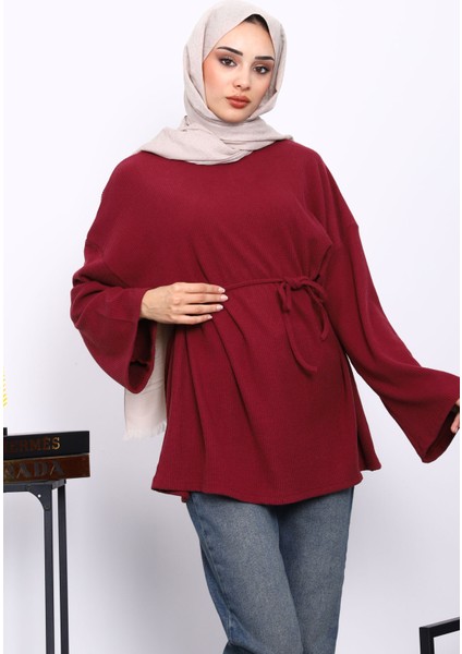 Mürdüm Bisiklet Yaka Bel Kuşaklı Tunik modelleri