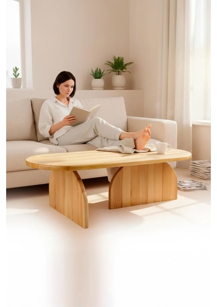 Şık Modern Tasarım Masif Doğal Ahşap Orta Sehpa Kayın Ağacı Iskandinav Tarz