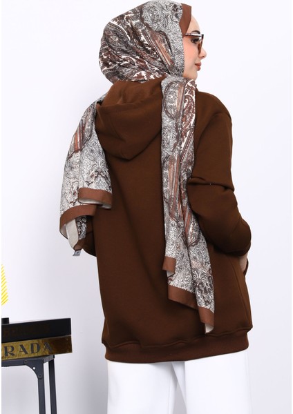 Kahverengi Cepli Fermuarlı Üç İplik Şardonlu Hırka fırsatları