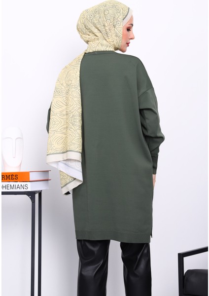 Haki Soğuk İplik Merserize Triko Tunik fırsatları