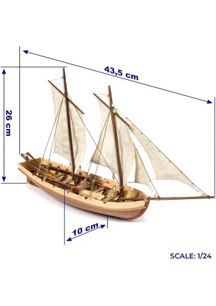 52003 1/24 Ölçek, Bounty Boat Yelkenli Tekne Ahşap Model Kiti