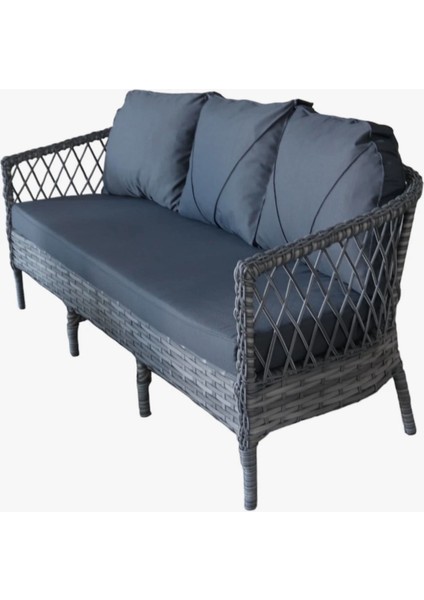 Miami 5 Kisilik(3-1-1-Masa) Rattan Örgü Bahçe & Balkon & Teras Oturma Grubu Minderli & Camli & Masali Takimi Docin GINSTENE0S C5C Tl indirimleri