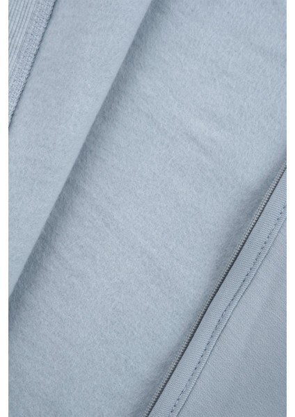 Organik Pamuklu İçi Tüylü Mavi Fermuarlı Bebek Tulumu