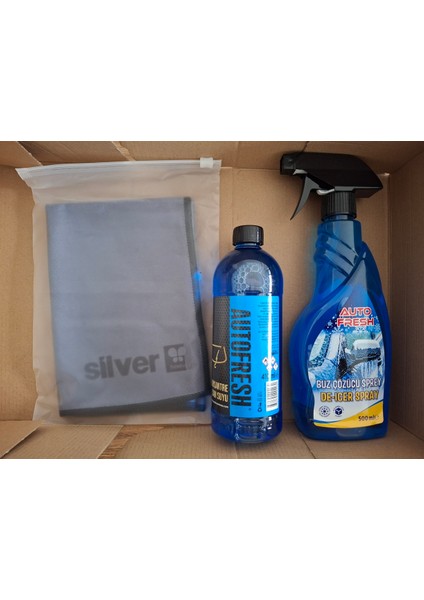 Araç Kış Net Görüş Seti (Buz Çözücü + Konsantre Cam Suyu + Premium Mikrofiber Cam Bezi)