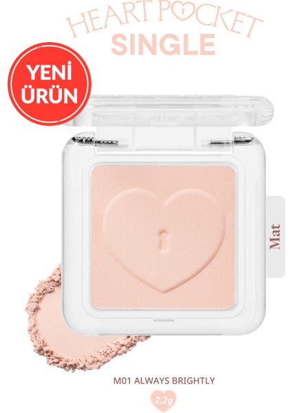 Kişiselleştirilebilir Mat Tekli Far PERIPERA Heart Pocket Single (M01 Always Brightly)