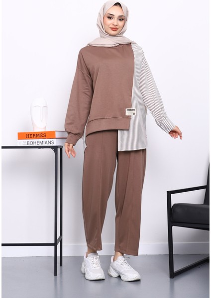 Vizon Garnili Tunik Pantolonlu Çizgili Takım fiyatları