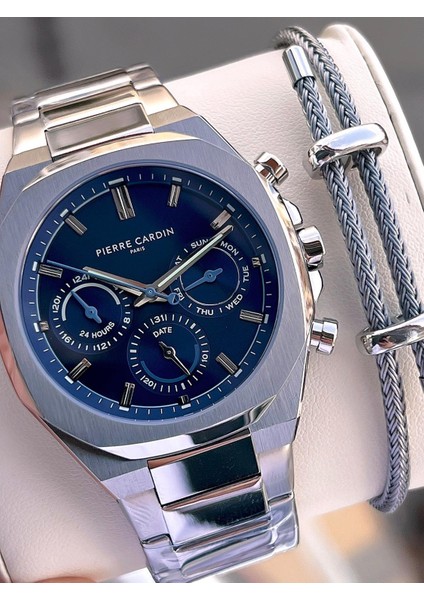 Italyan Tasarım Bileklik Hediyeli Çelik Kasa ve Kordon 3 Atm Erkek Kol Saati PC.1001.MS1