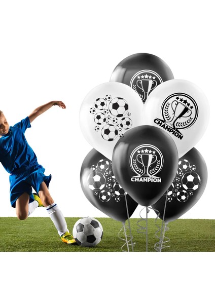 Champion Baskılı Siyah Beyaz Pastel Balon 12"