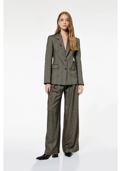 Kadın Koton x Sima Tarkan - Cepli Pile Detaylı Geniş Paça Palazzo Pantolon 6WAK40073EW