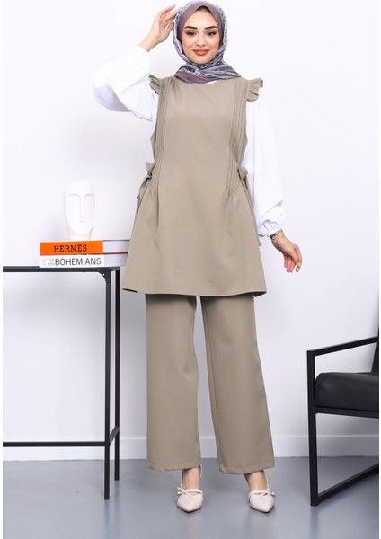 Haki Gömlek Yelek Pantolonlu Üçlü Takım fiyatları