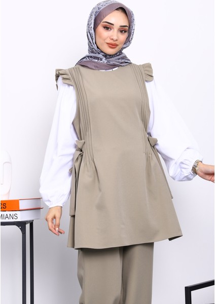 Haki Gömlek Yelek Pantolonlu Üçlü Takım modelleri