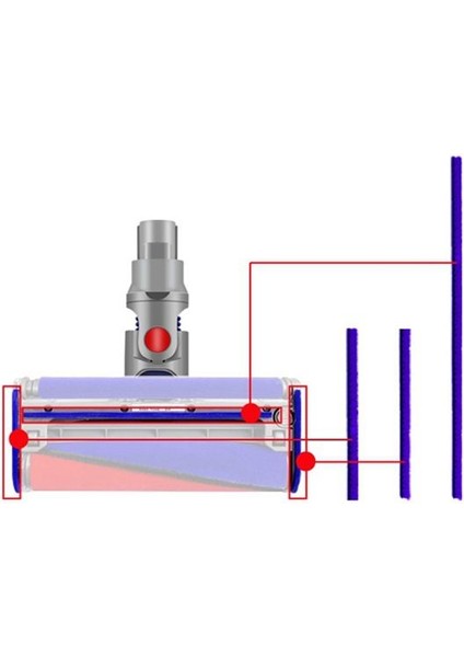 Dyson V6 V7 V7 V7 V8 V11 V11 Vakum Süpürge Yumuşak Silindir Kafa Yedek Aksesuarları Yedek Parçalar 4 Set (Yurt Dışından) fiyatları