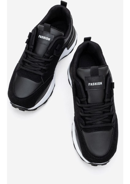 Bağcılklı Kadın Spor Ayakkabı Siyah Beyaz indirimleri