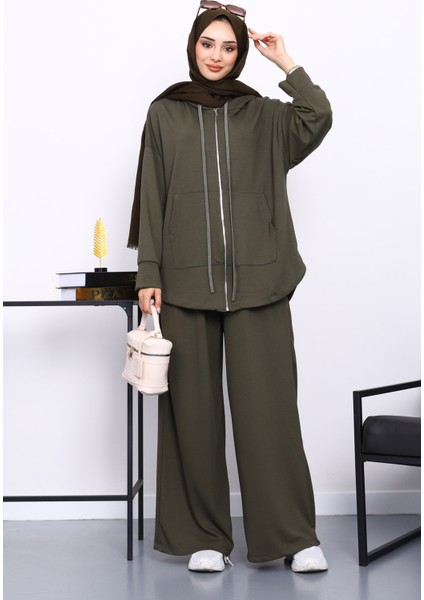 Haki Önü Kısa Arkası Uzun Tunik Pantolonlu Takım fiyatları