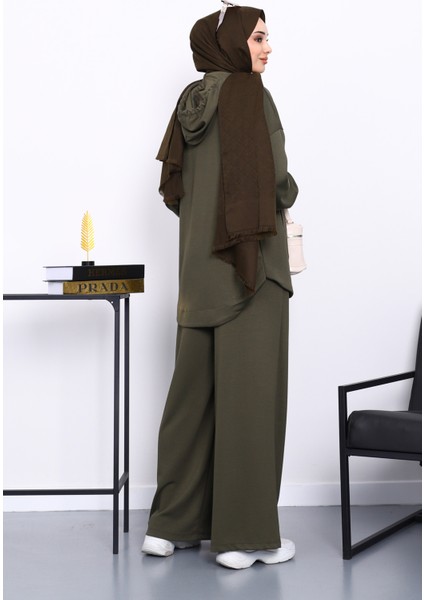 Haki Önü Kısa Arkası Uzun Tunik Pantolonlu Takım fırsatları