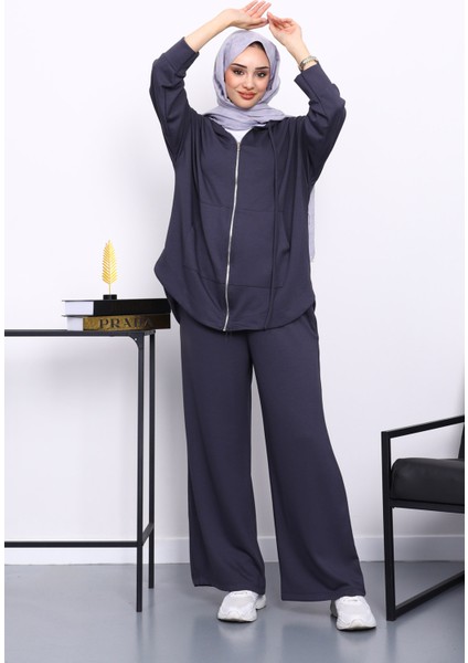 Antrasit Önü Kısa Arkası Uzun Tunik Pantolonlu Takım fiyatları