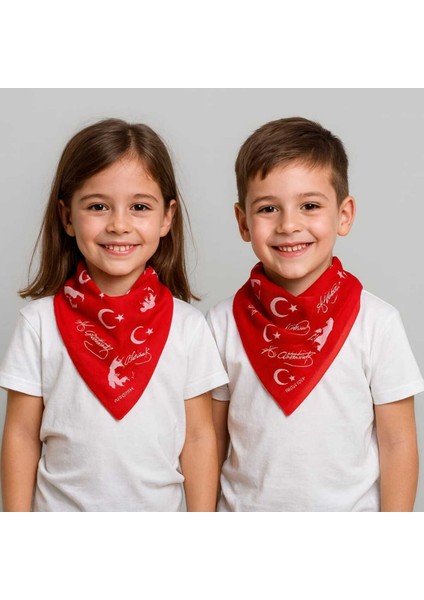Kırmızı Ay Yıldız Türk Bayrağı Temalı Pamuk Kumaş Fular - Bandana - 23 Nisan, 29 Ekim, 19 Mayıs modelleri
