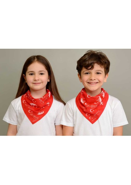 Kırmızı Ay Yıldız Türk Bayrağı Temalı Pamuk Kumaş Fular - Bandana - 23 Nisan, 29 Ekim, 19 Mayıs indirimleri