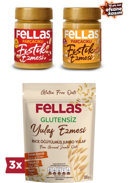 Efsane Kasım Kahvaltılık Paketi -Yulaf Ezmesi X3 Adet ve Fıstık Ezmesi 2'li Paket