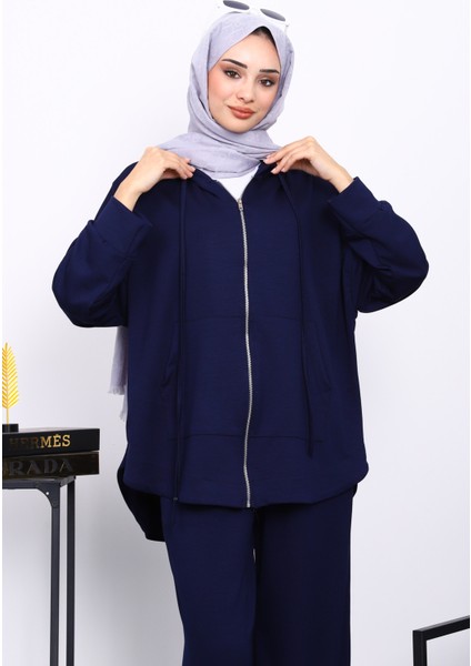 Lacivert Önü Kısa Arkası Uzun Tunik Pantolonlu Takım fiyatları