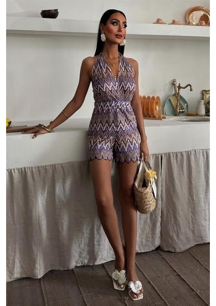 Zikzak Desenli Multi Renk Geçişli Mini Tulum 1365 fiyatları