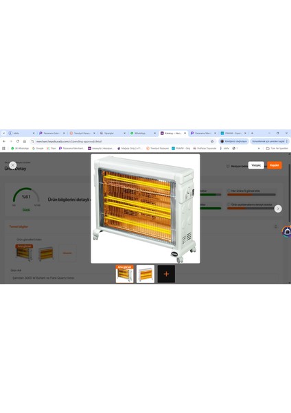 3000 W Buharlı ve Fanlı Quartz Isıtıcı modelleri