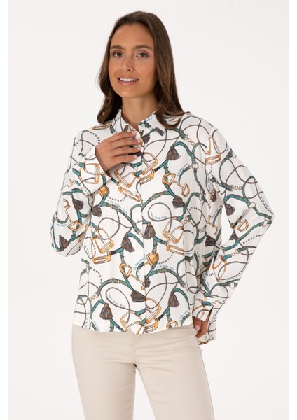 Kadın Gömlek Desenli 50308979-VR256