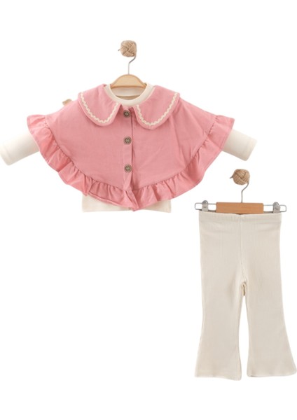 Kız Bebek Düğmeli Pelerinli 3'lü Takım fiyatları