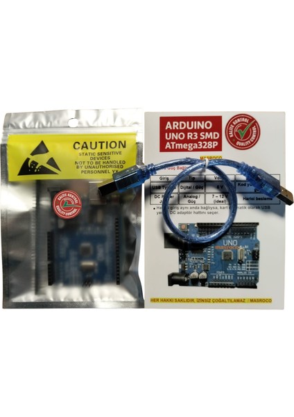 Uno R3 SMD (CH340G) + USB Kablo ve Header Hediyeli fiyatları