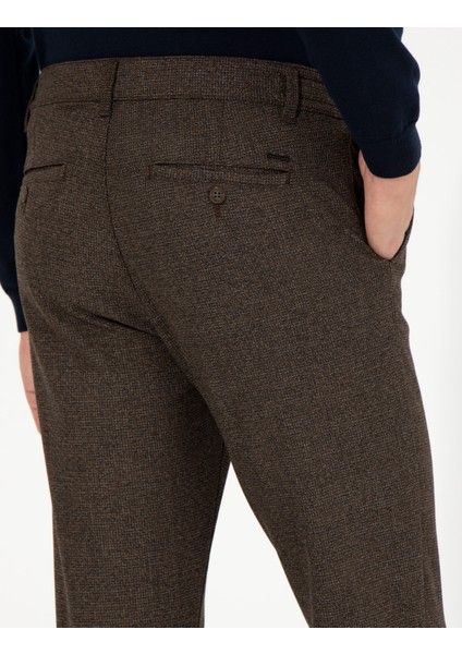 Erkek Kahverengi Slim Fit Kanvas Pantolon 50259719-VR029