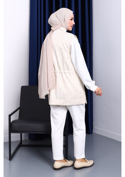 Ekru Tunik Yelek Pantolon Üçlü Kombin Takım fırsatları