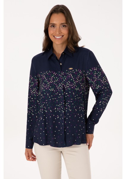 Kadın Lacivert Gömlek Desenli 50308965-VR033 modelleri
