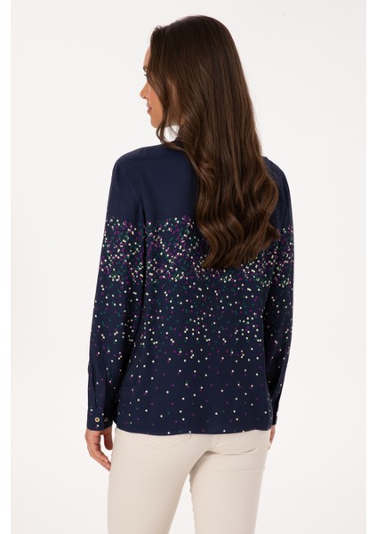 Kadın Lacivert Gömlek Desenli 50308965-VR033 indirimleri